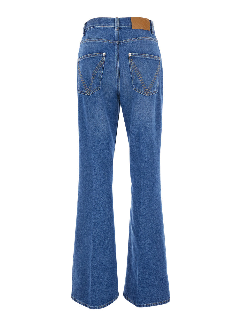 Bottega Veneta Women Blue Jeans With Logo Patch On The Back And Flared Leg In Denim For Women BOTTEGA VENETA