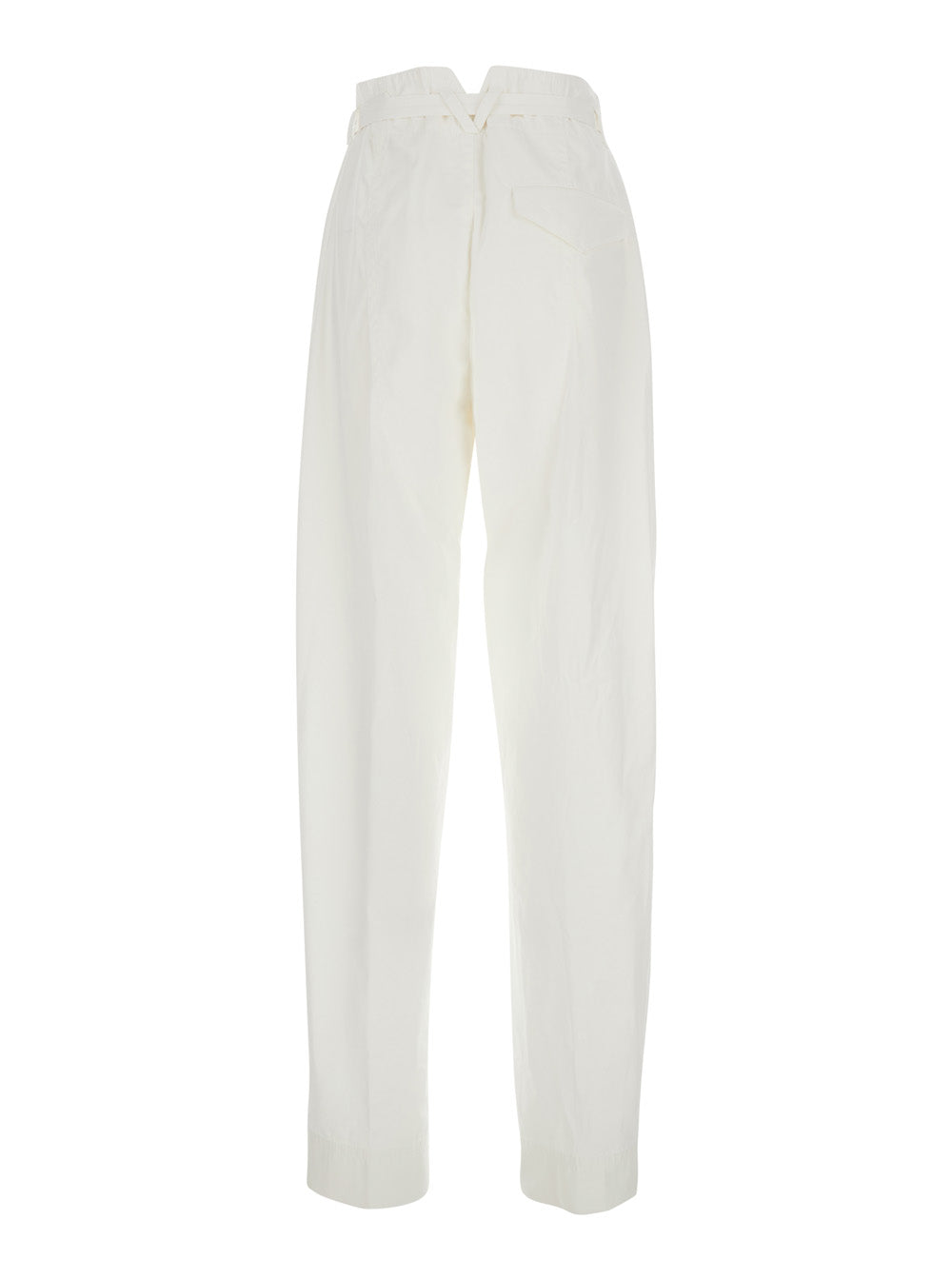 Bottega Veneta Women White Pants With Tapered Leg And Matching Waist Belt In Cotton For Women BOTTEGA VENETA