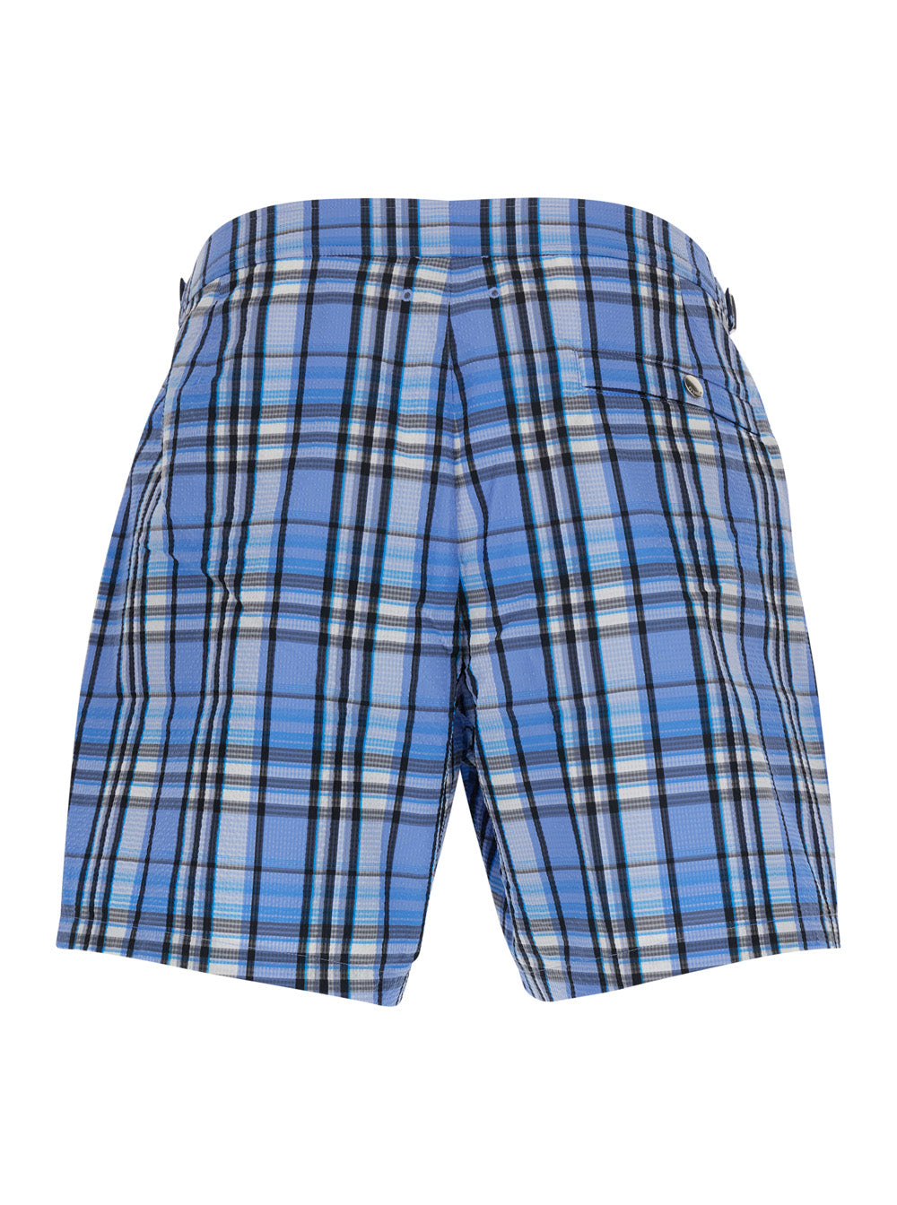 Burberry Men Light Blue Swim Shorts With Striped Motif And Logo On The Front In Tech Fabric For Men BURBERRY