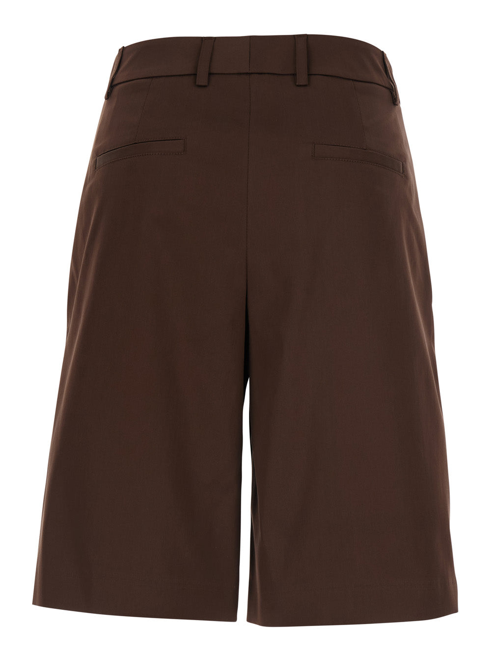 Leplain Women Brown Bermuda Shorts Belt Loops And Two Back Welt Pockets In Cotton For Women LEPLAIN