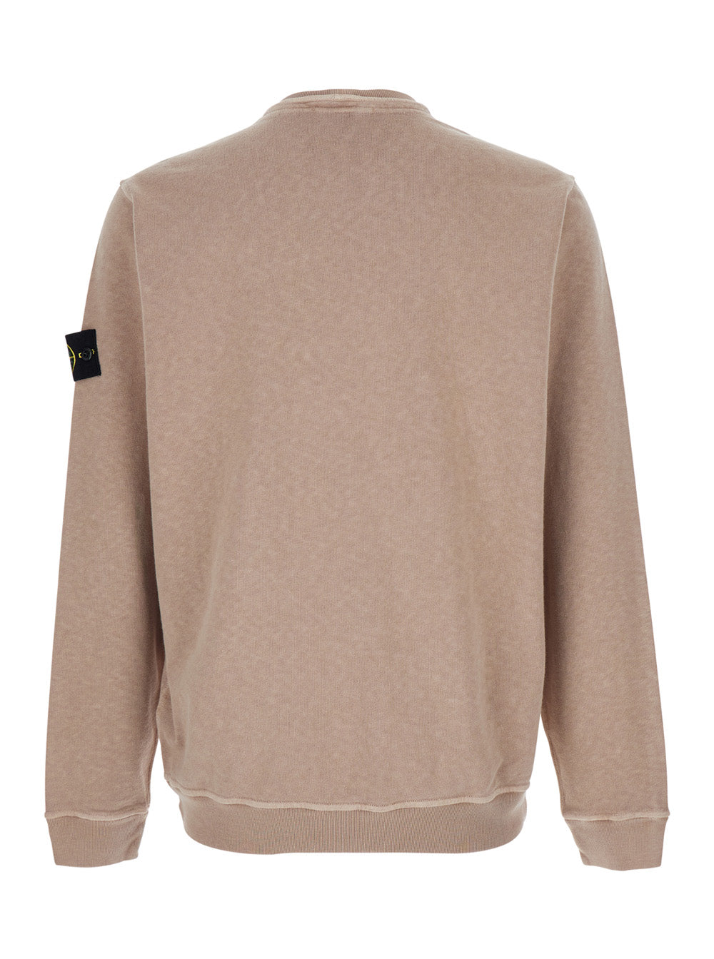 Stone Island Men Beige Crewneck Sweatshirt With Dropped Shoulders And Logo Patch On The Sleeve In Cotton For Men STONE ISLAND