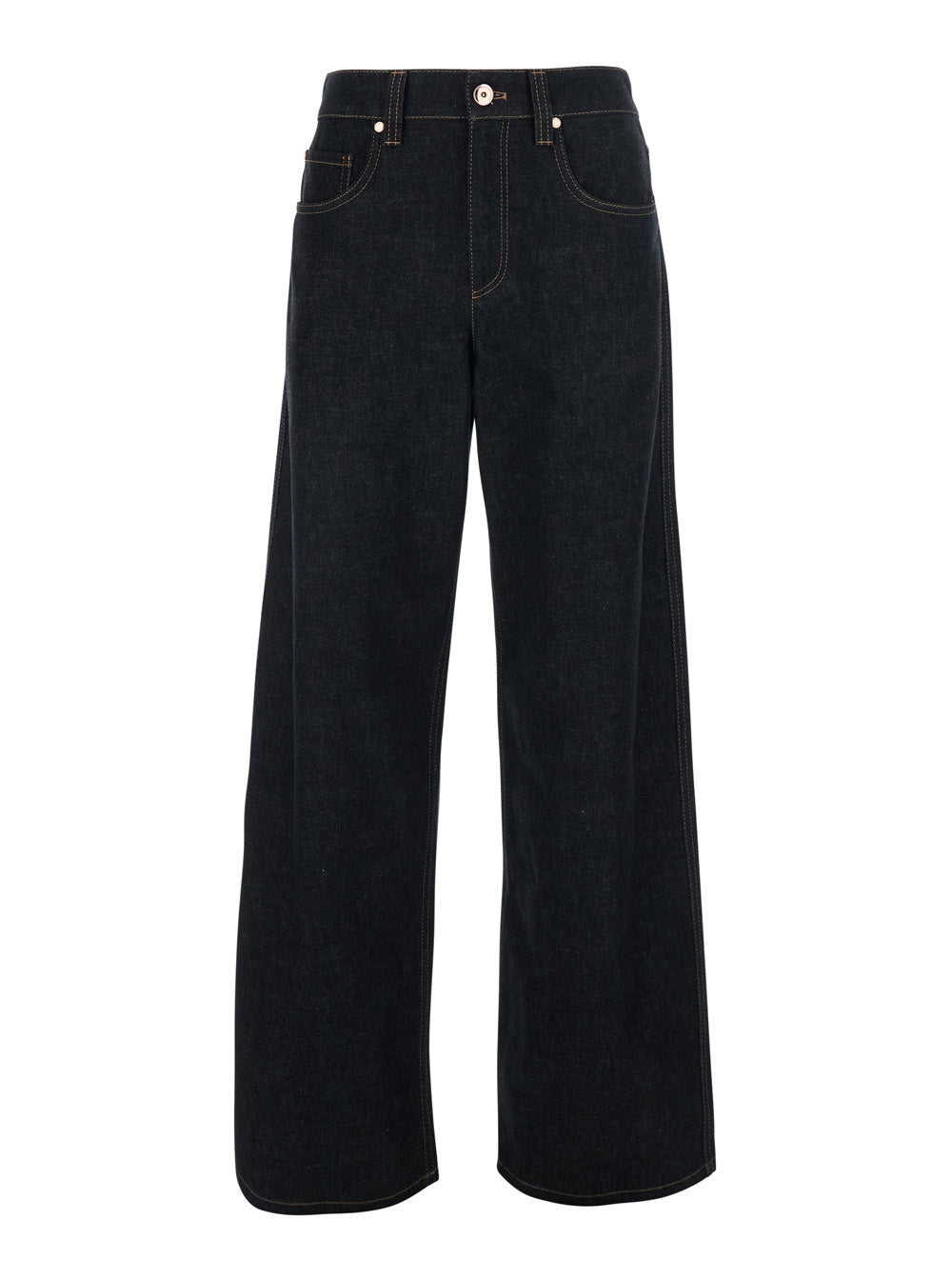 Brunello Cucinelli Women Black Jeans With Logo Patch On The Back And Contrasting Stitching In Denim For Women BRUNELLO CUCINELLI
