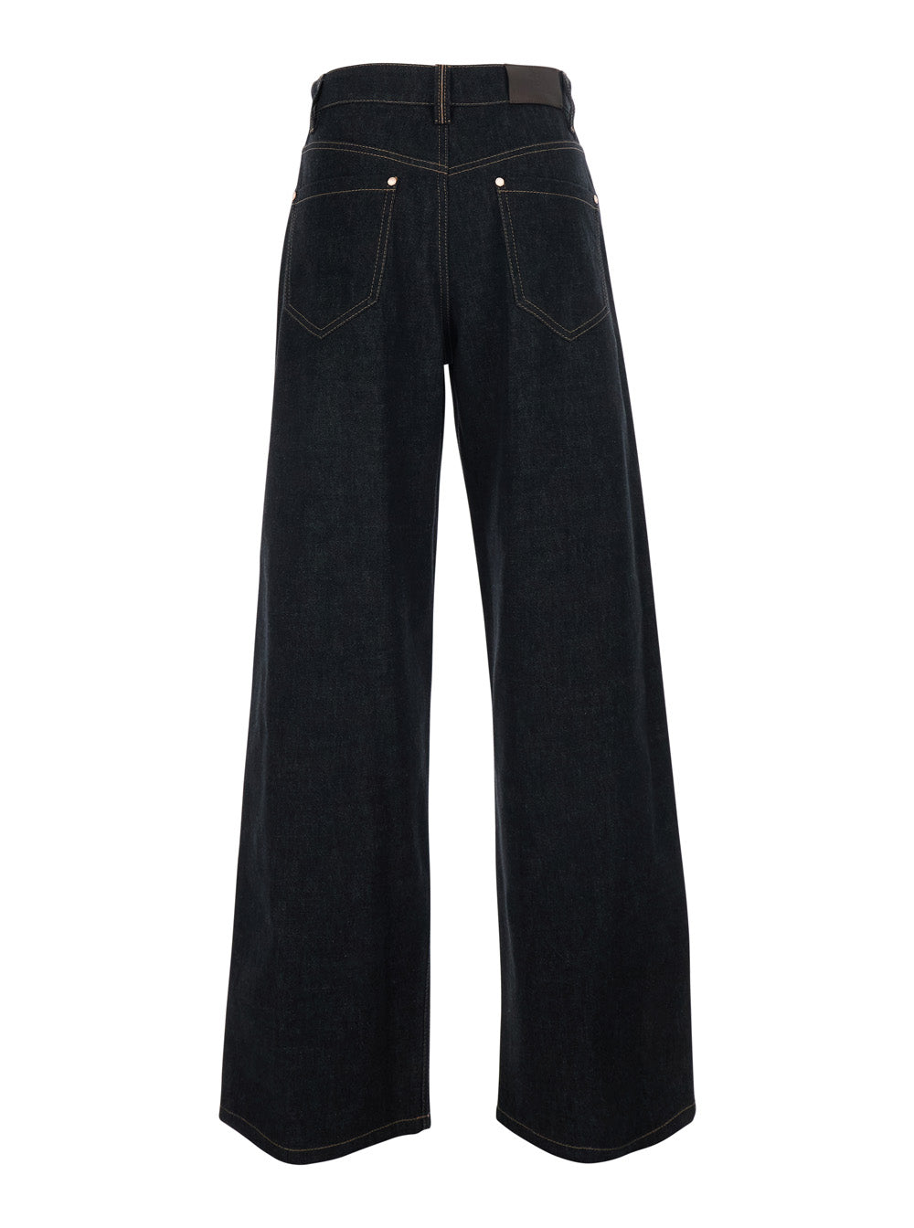 Brunello Cucinelli Women Black Jeans With Logo Patch On The Back And Contrasting Stitching In Denim For Women BRUNELLO CUCINELLI