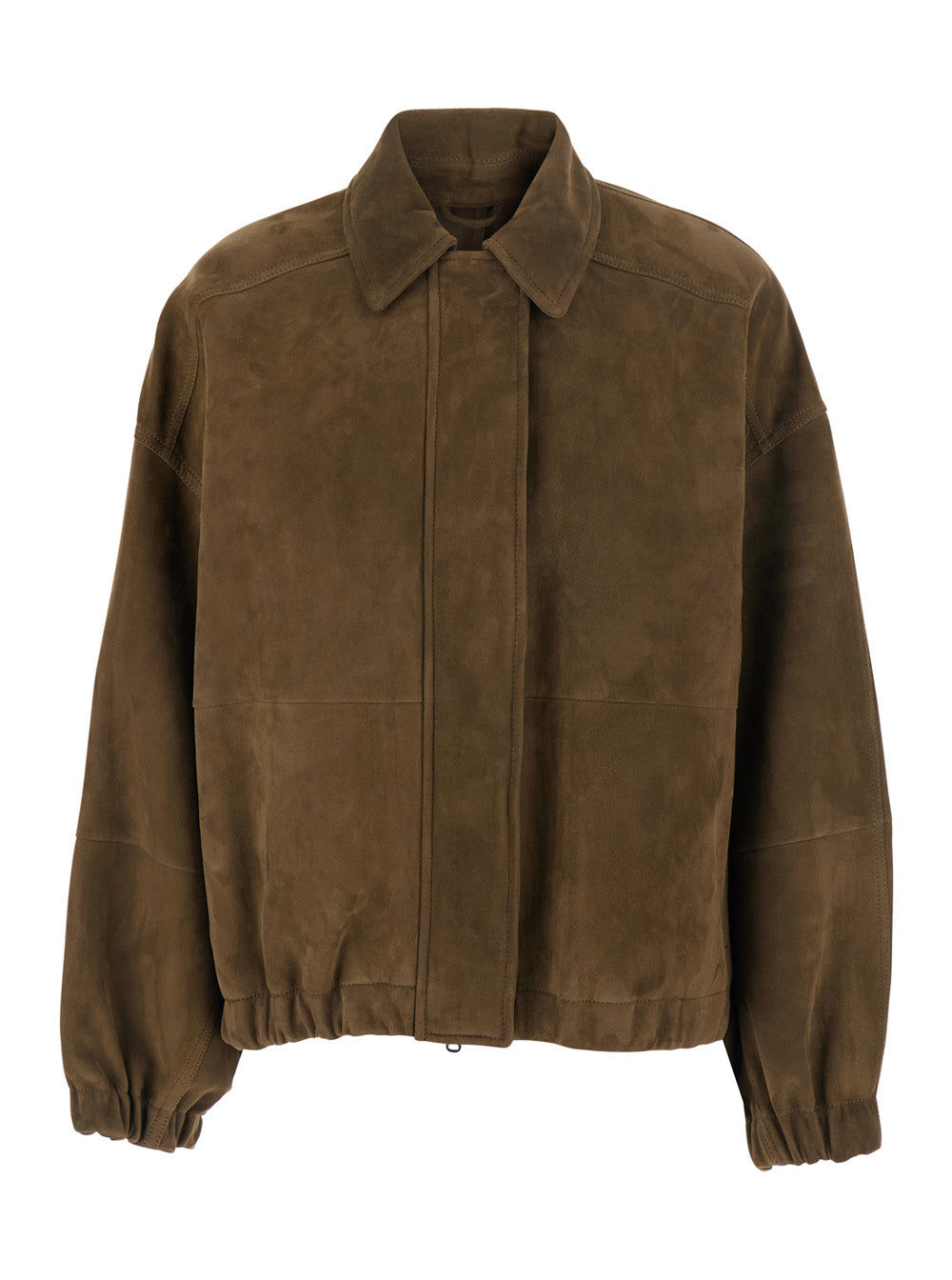 Brunello Cucinelli Women Brown Jacket With Classic Collar And Hidden Front Closure In Suede For Women BRUNELLO CUCINELLI