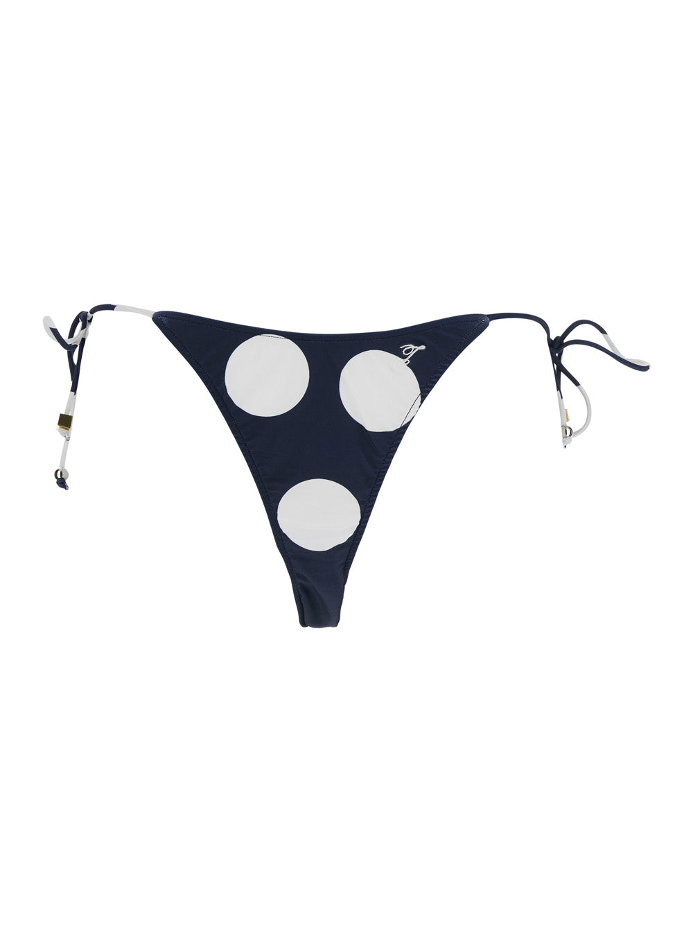 Jacquemus Women 'Le Bas De Plage Triangle' Blue Bikini Bottom With Polka Dot Motif And Logo Embroidery On The Side In Tech Fabric For Women JACQUEMUS