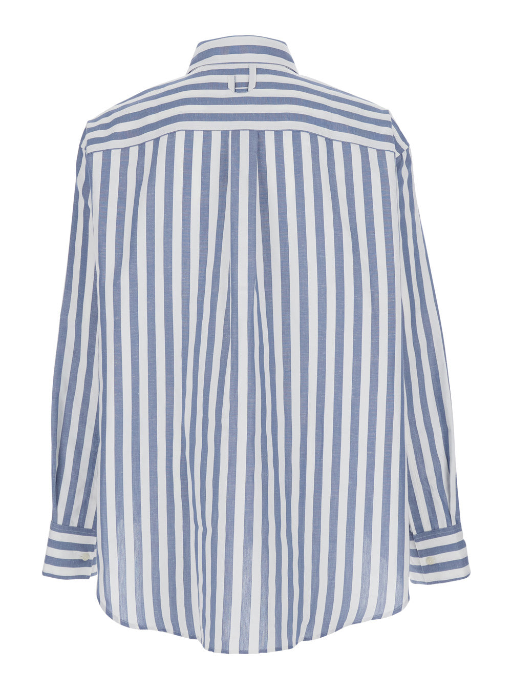 Jacquemus Men 'La Chemise Voilier' Light Blue Shirt With All-Over Striped Motif And Logo Embroidery On The Front In Cotton And Linen For Men JACQUEMUS