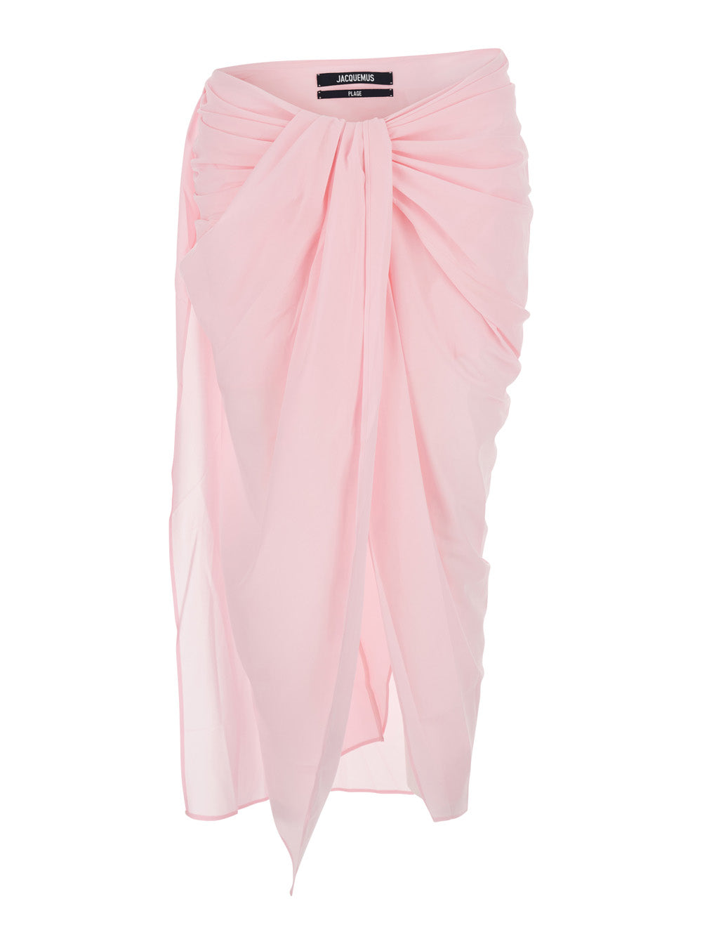Jacquemus Women 'La Jupe Pareo' Pink Midi Skirt With Hidden Zip Closure On The Side And Draping On Front And Back In Tech Fabric For Women JACQUEMUS