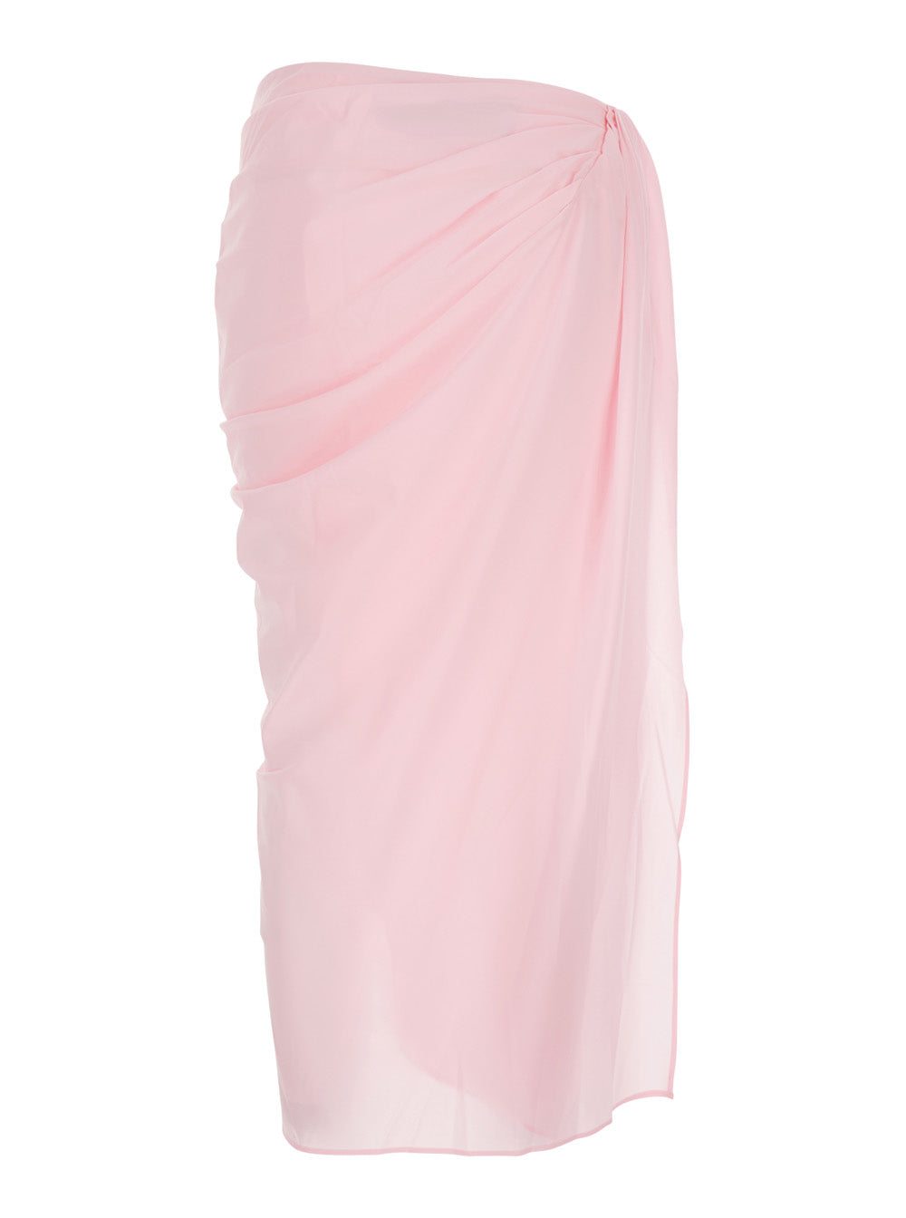 Jacquemus Women 'La Jupe Pareo' Pink Midi Skirt With Hidden Zip Closure On The Side And Draping On Front And Back In Tech Fabric For Women JACQUEMUS