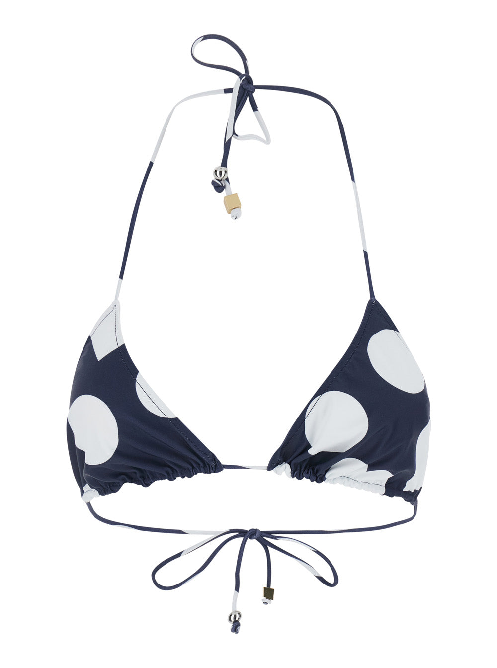 Jacquemus Women 'Le Haut De Plage Triangle' Blue Bikini Top With Drawstring Closure And Polka Dot Motif In Tech Fabric For Women JACQUEMUS