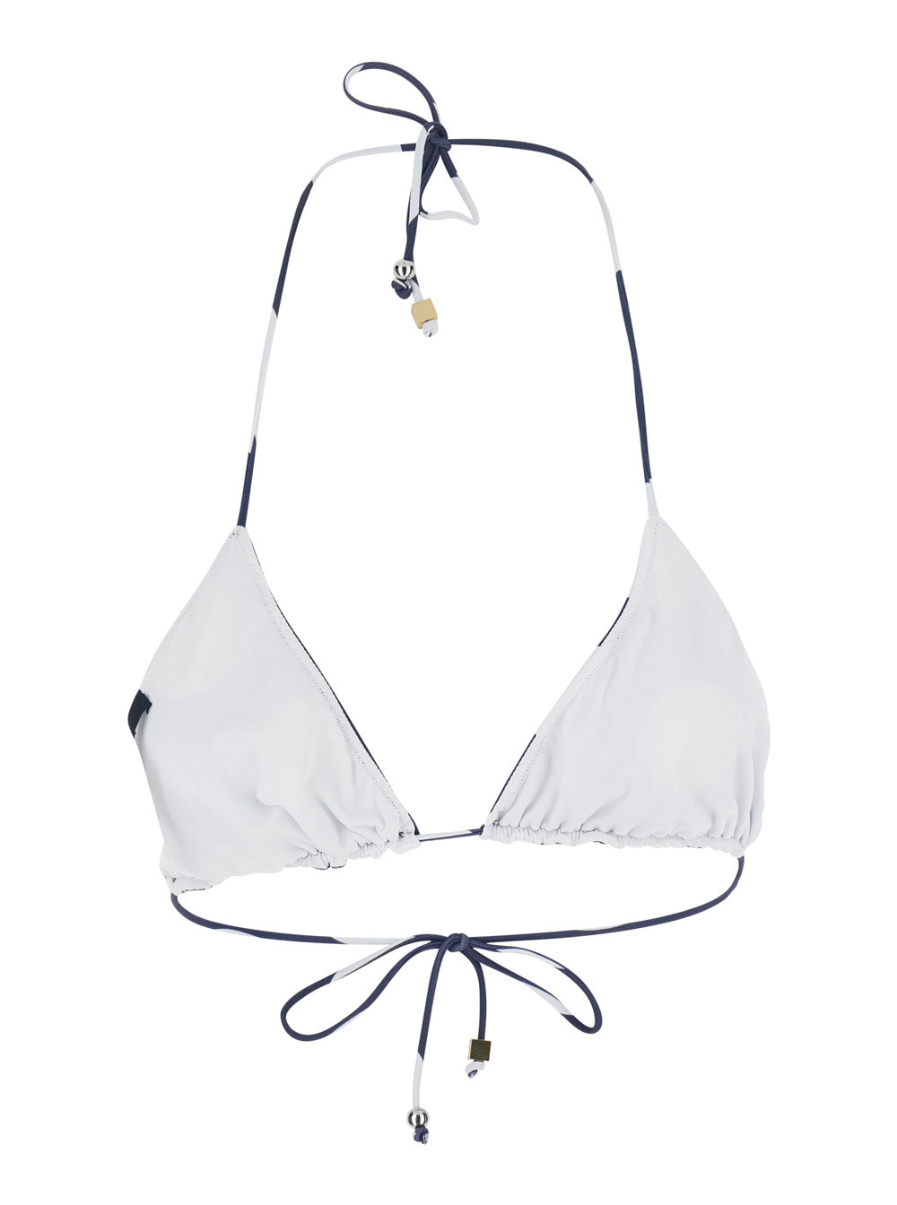 Jacquemus Women 'Le Haut De Plage Triangle' Blue Bikini Top With Drawstring Closure And Polka Dot Motif In Tech Fabric For Women JACQUEMUS