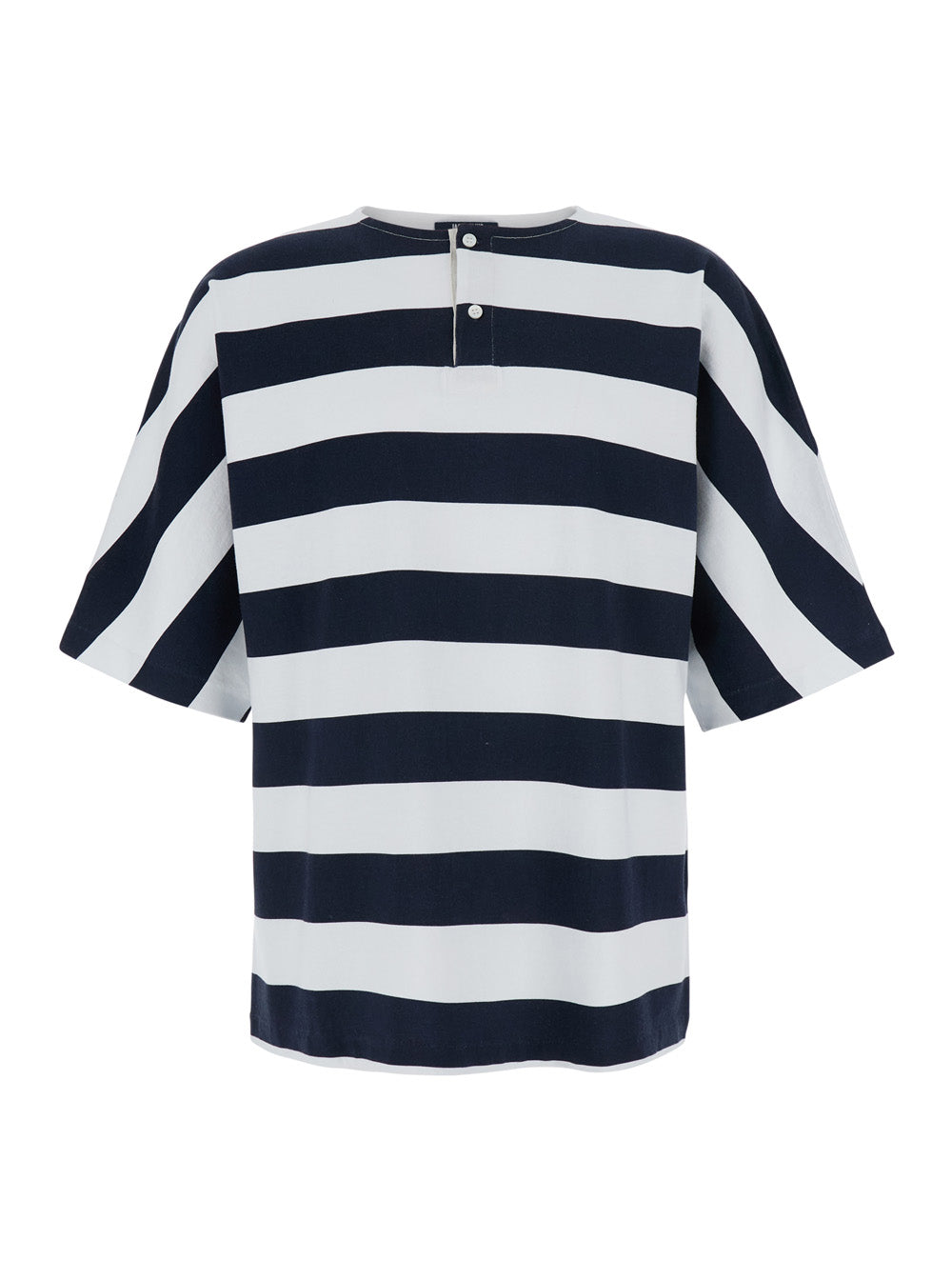 Jacquemus Men 'Le T-Shirt Mariniere' Blue T-Shirt With All-Over Striped Motif And Logo Lettering On The Back In Cotton For Men JACQUEMUS