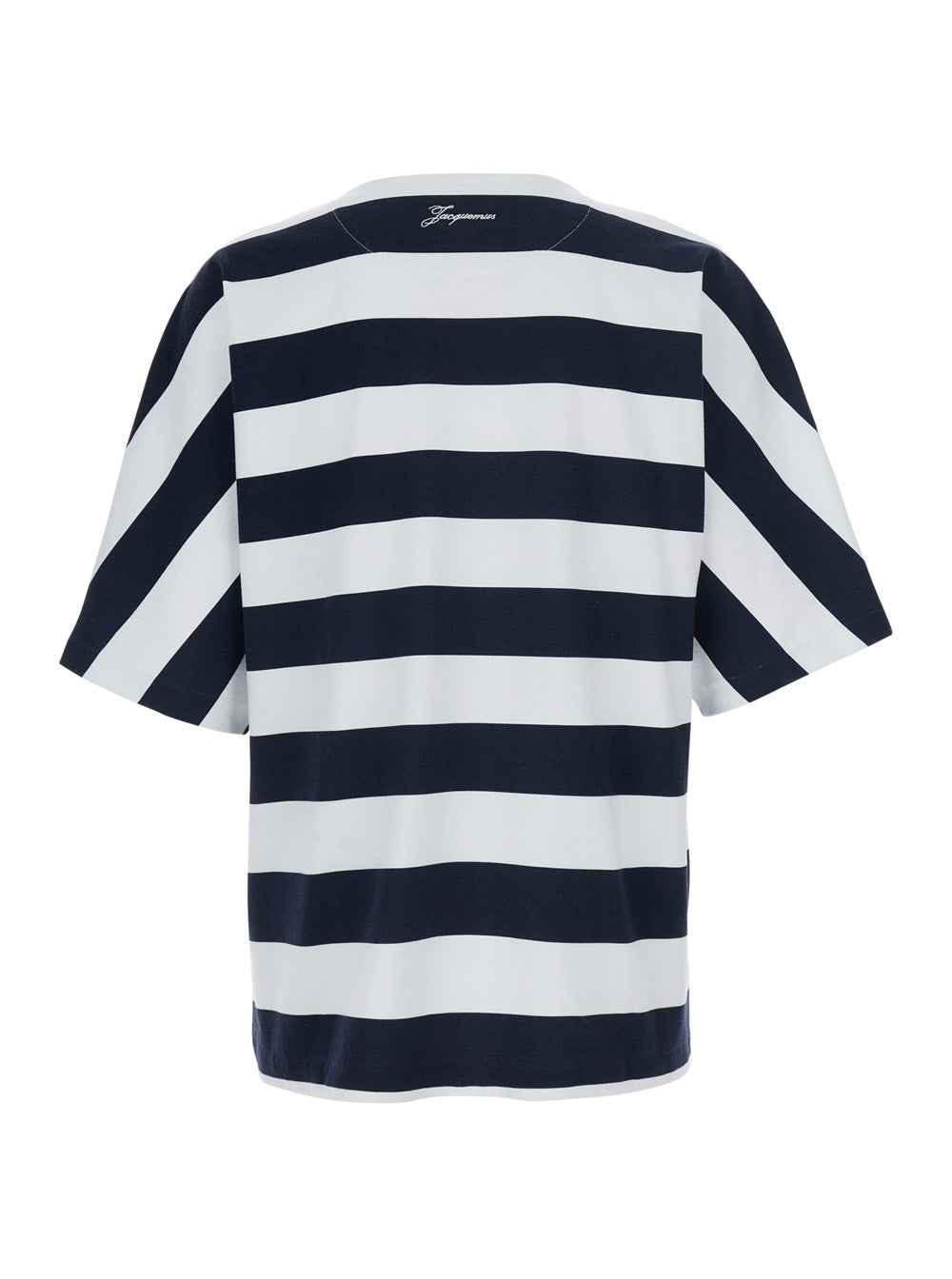 Jacquemus Men 'Le T-Shirt Mariniere' Blue T-Shirt With All-Over Striped Motif And Logo Lettering On The Back In Cotton For Men JACQUEMUS