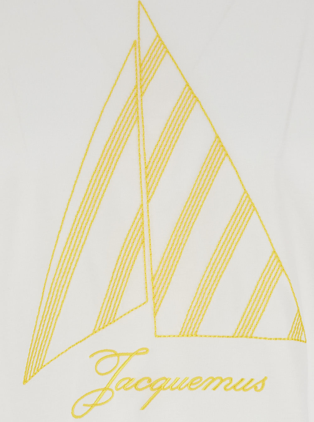 Jacquemus Men The 'Voilier' White T-Shirt With Sailboat Embroidery And Logo Lettering On The Front In Cotton For Men JACQUEMUS