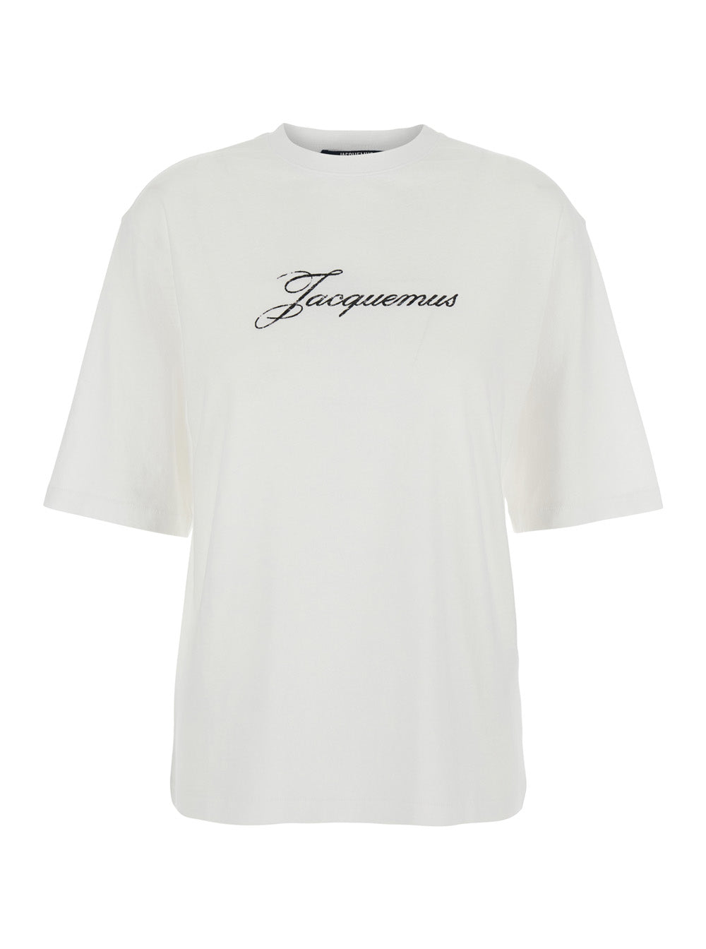 Jacquemus Women White T-Shirt With Round Neck And Logo On Front In Cotton For Women JACQUEMUS