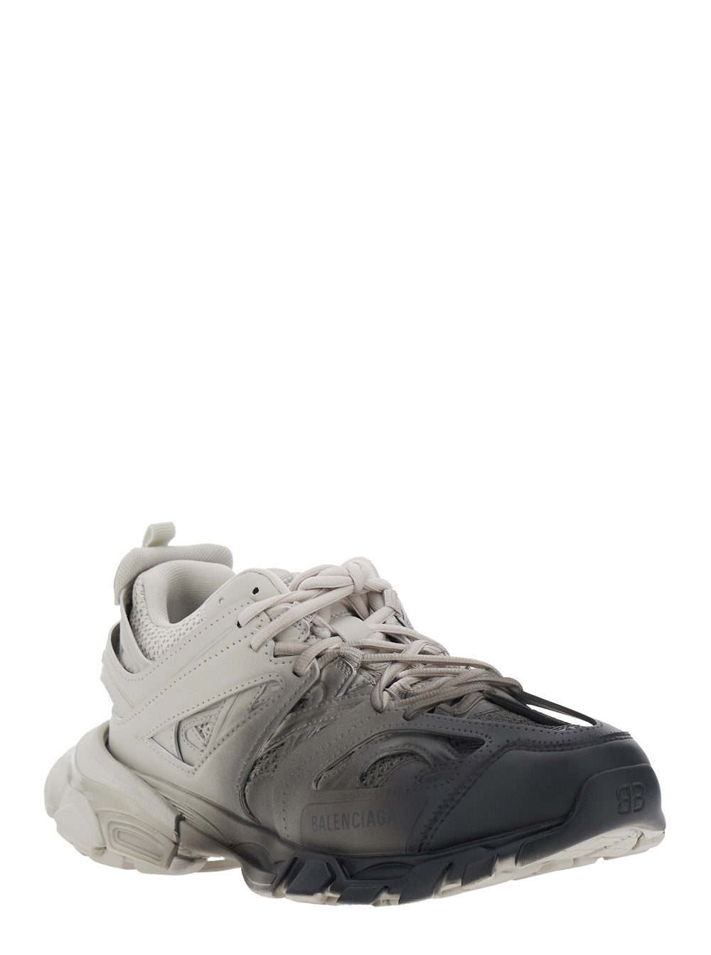 Balenciaga Men 'Track' Black And White Low Top Sneakers With Logo Lettering On The Tongue In Tech Fabric For Men BALENCIAGA