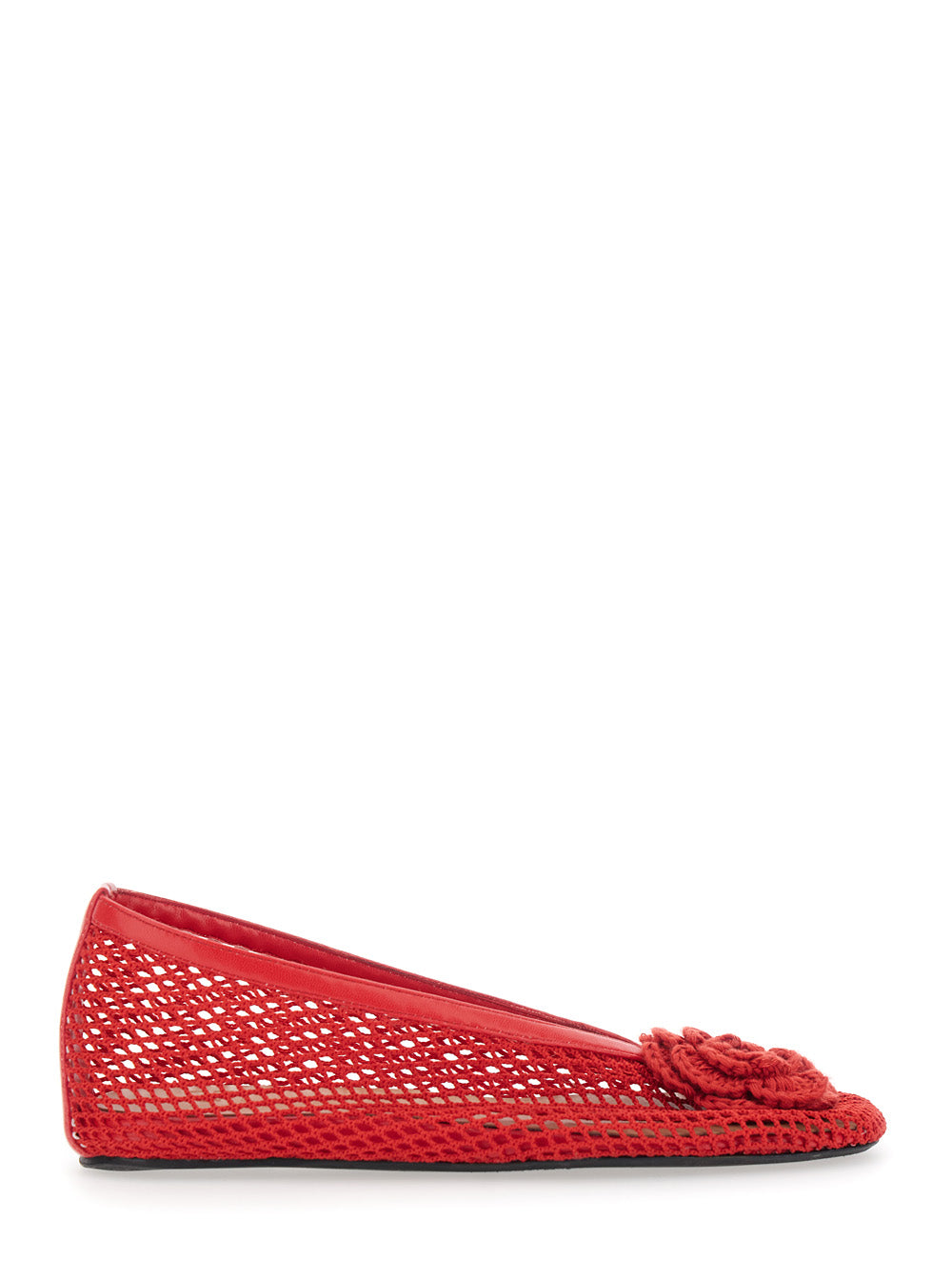 Ganni Women 'Jenny' Red Ballet Shoes With Mesh Design In Fabric For Women GANNI