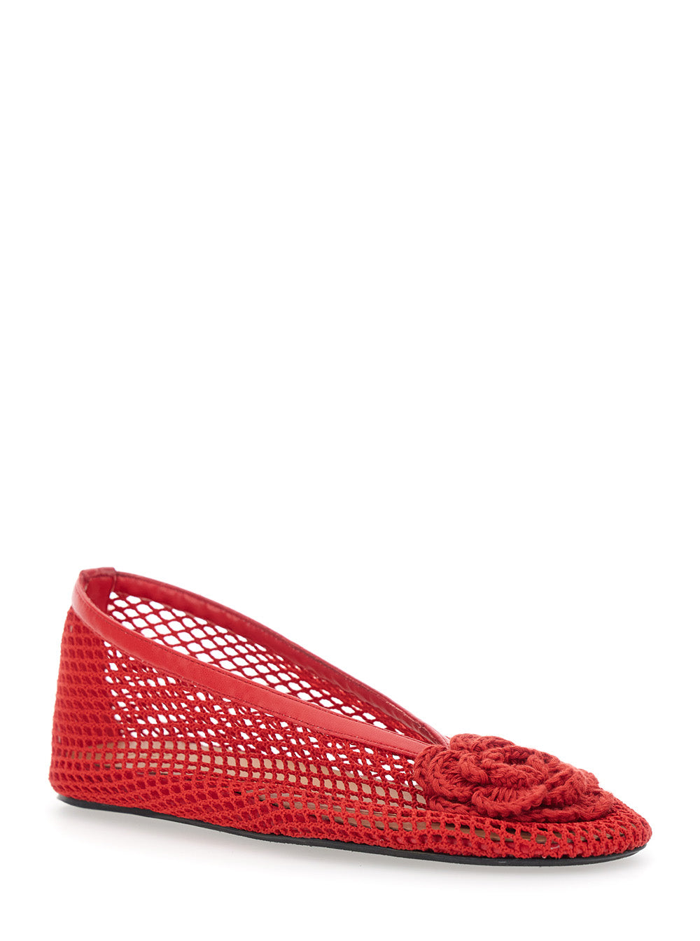 Ganni Women 'Jenny' Red Ballet Shoes With Mesh Design In Fabric For Women GANNI