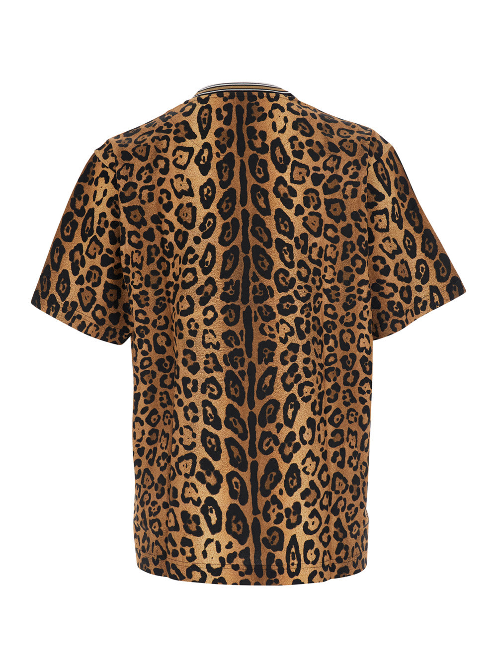 Dolce & Gabbana Men Brown T-Shirt With All-Over Animalier Print In Fabric For Men DOLCE & GABBANA