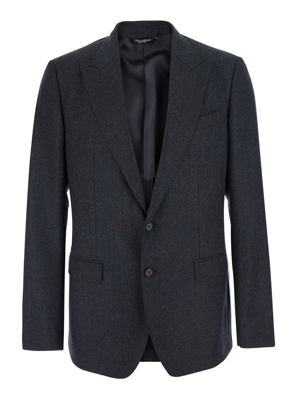 Dolce & Gabbana Men Grey Single-Breasted Jacket With Notched Revers In Wool Blend For Men DOLCE & GABBANA