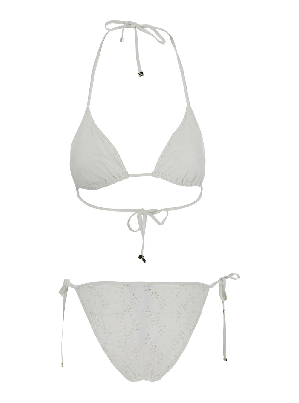 Dolce & Gabbana Women White Bikini With Embroidered Design And Dg Logo In Tech Fabric Woman DOLCE & GABBANA