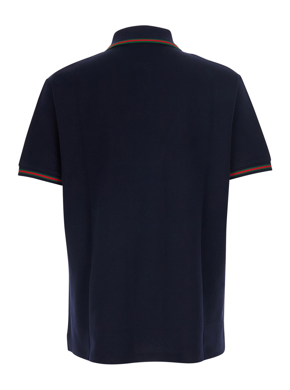 Gucci Men Blue Polo With Web Detail And Logo Lettering On The Front In Cotton For Men GUCCI