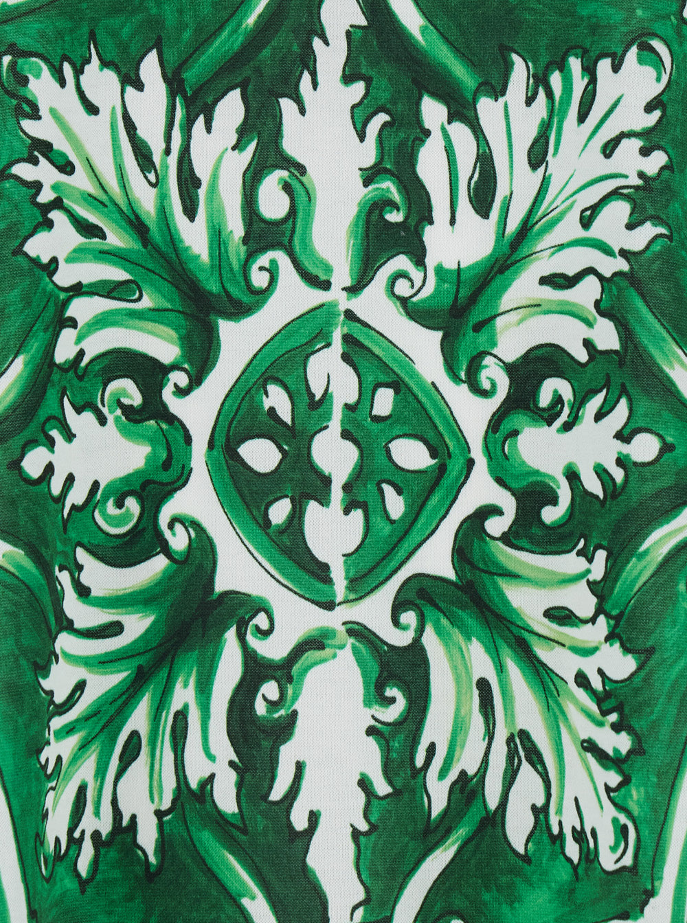 Dolce & Gabbana Men Green T-Shirt With All-Over Maiolica Print In Cotton For Men DOLCE & GABBANA