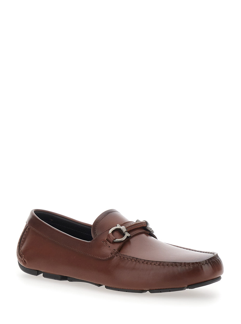 Ferragamo Men 'Sunsay' Brown Loafers With Gancini Plaque On The Front In Leather For Men FERRAGAMO