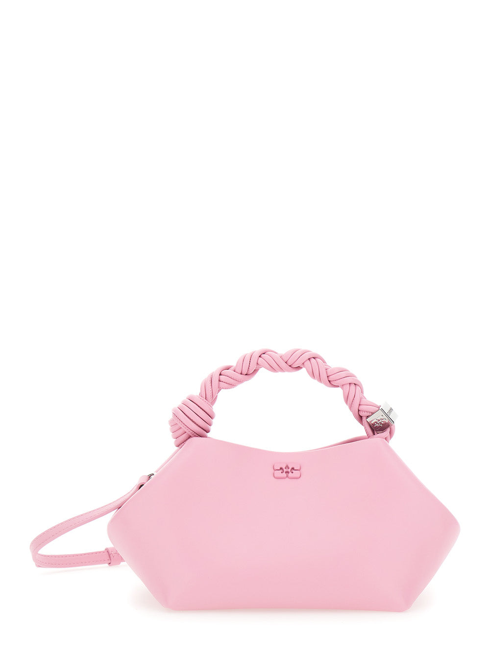 Ganni Women 'Bou' Pink Handbag 'With Braided Handle And Butterfly Plate On The Front In Leather Blend For Women GANNI