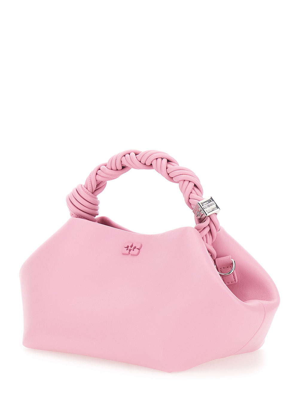 Ganni Women 'Bou' Pink Handbag 'With Braided Handle And Butterfly Plate On The Front In Leather Blend For Women GANNI