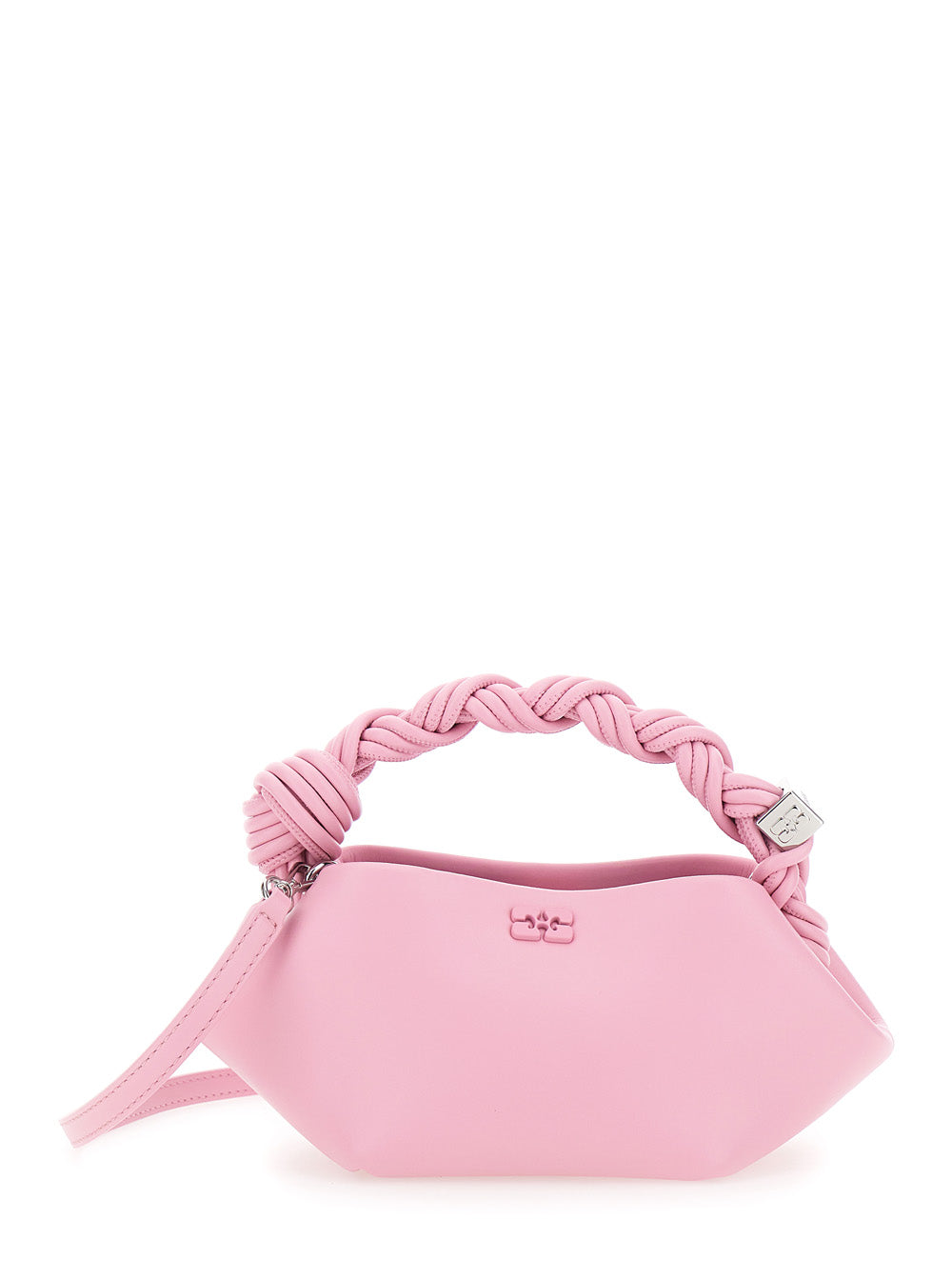 Ganni Women 'Bou' Pink Mini Handbag With Butterfly Plaque On The Front And Adjustable And Removable Strap In Leather Blend For Women GANNI