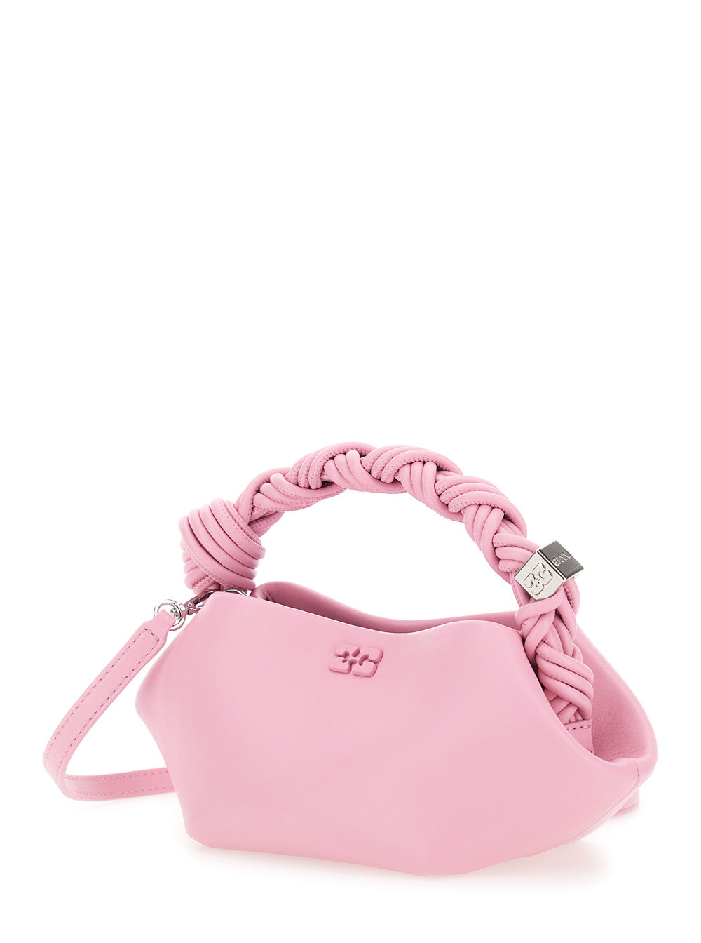 Ganni Women 'Bou' Pink Mini Handbag With Butterfly Plaque On The Front And Adjustable And Removable Strap In Leather Blend For Women GANNI