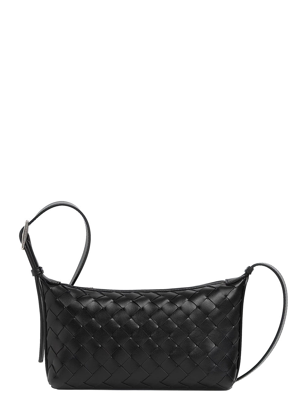 Bottega Veneta Men 'Traveler' Black Crossbody Bag With Adjustable Strap And Intreccio Motif In Leather For Men BOTTEGA VENETA