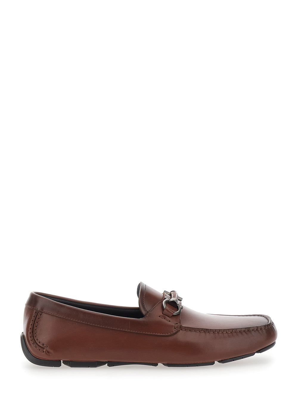 Ferragamo Men 'Sunsay' Brown Loafers With Gancini Plaque On The Front In Leather For Men FERRAGAMO