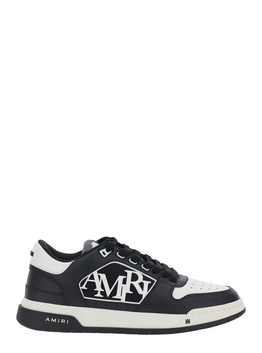 Amiri Men Black And White Low Top Sneakers With Logo Patch On The Tongue And Side In Leather And Fabric For Men AMIRI