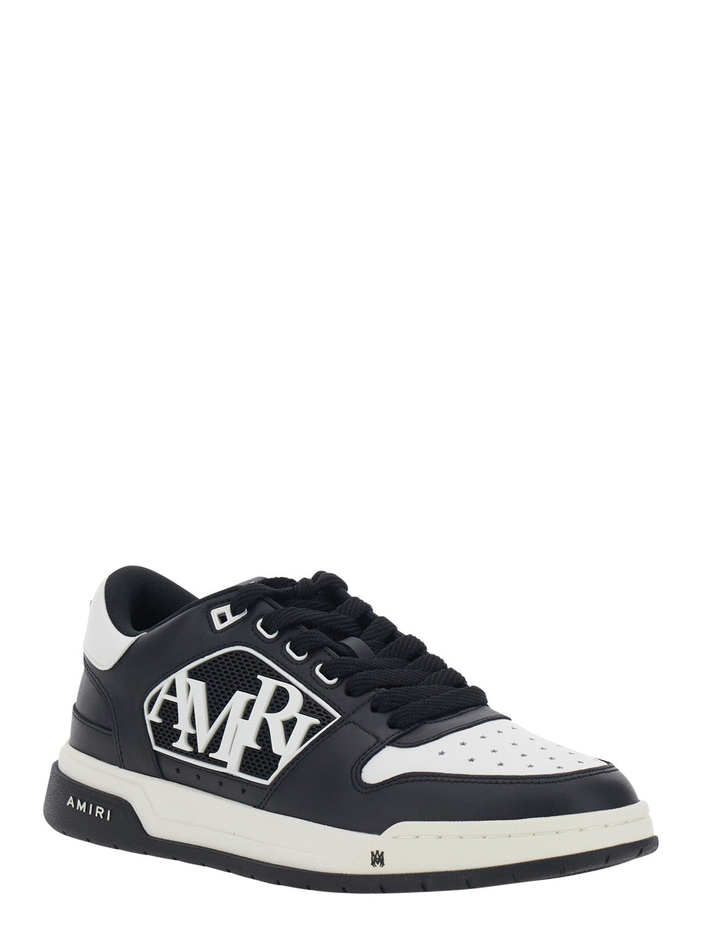 Amiri Men Black And White Low Top Sneakers With Logo Patch On The Tongue And Side In Leather And Fabric For Men AMIRI