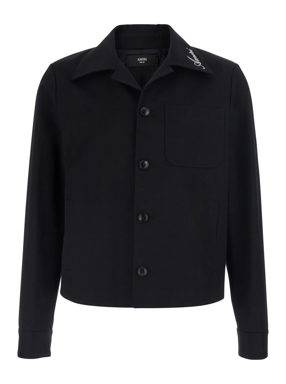 Amiri Men Black Jacket With Notched Collar With Logo Lettering Embroidery In Cotton For Men AMIRI