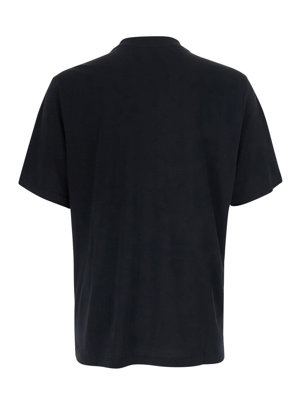 Amiri Men Black Crew Neck T-Shirt With Wide Short Sleeves And Logo Lettering Embroidery On The Neck In Tech Fabric For Men AMIRI