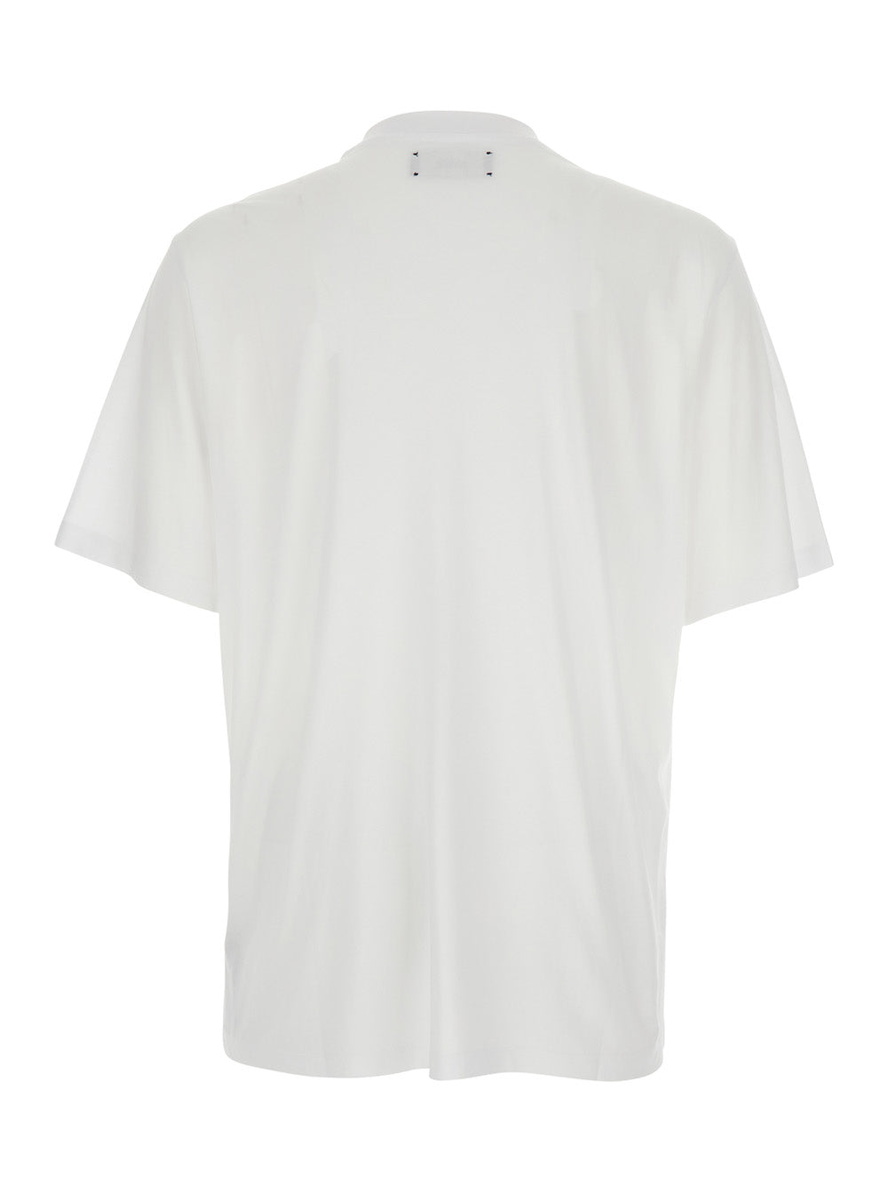 Amiri Men White Crew Neck T-Shirt With Wide Short Sleeves And Logo Lettering Embroidery On The Neck In Tech Fabric For Men AMIRI