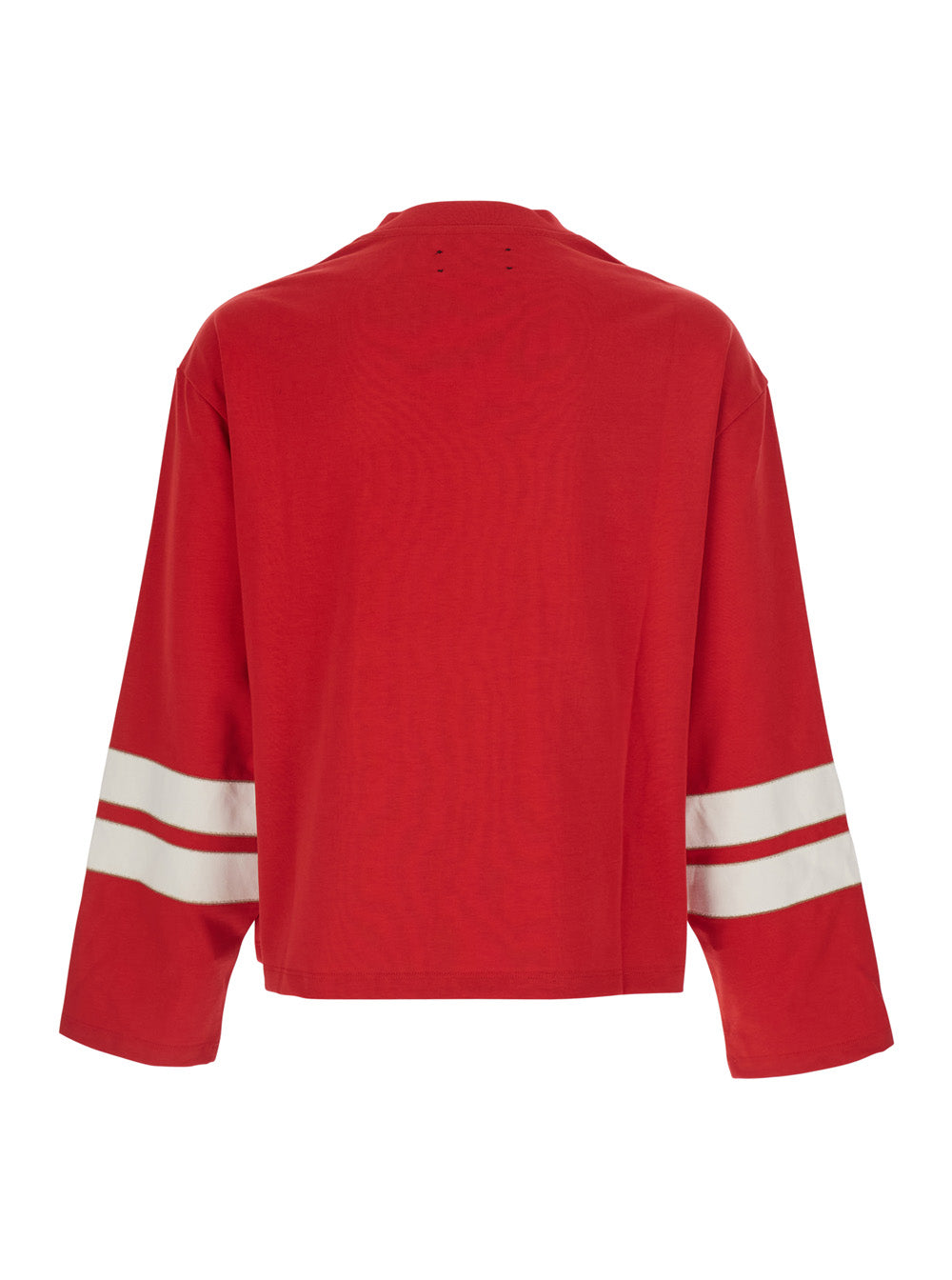 Amiri Men Red Long Sleeve T-Shirt With Maxi Print On The Front And Striped Details On The Sleeves In Cotton For Men AMIRI