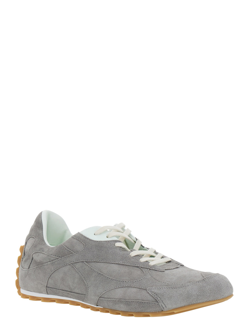 Bottega Veneta Men 'Orbit Flash' Gray Low Top Sneakers With Rubber Sole And Logo Patch On The Tongue In Suede For Men BOTTEGA VENETA