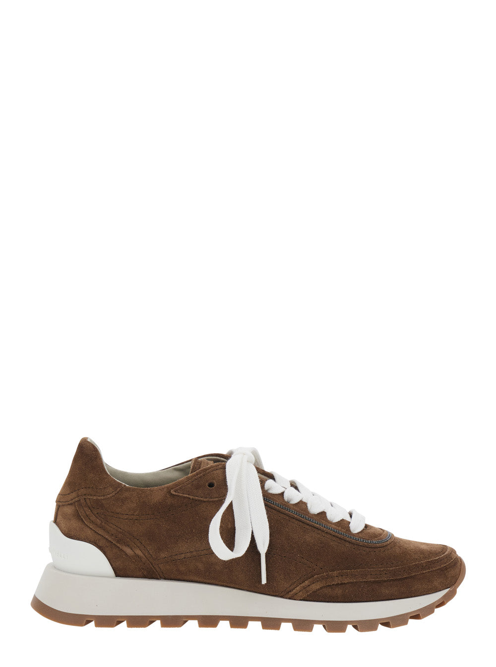 Brunello Cucinelli Women Brown Low Top Sneakers With Perforated Round Toe And Rubber Sole In Suede For Women BRUNELLO CUCINELLI