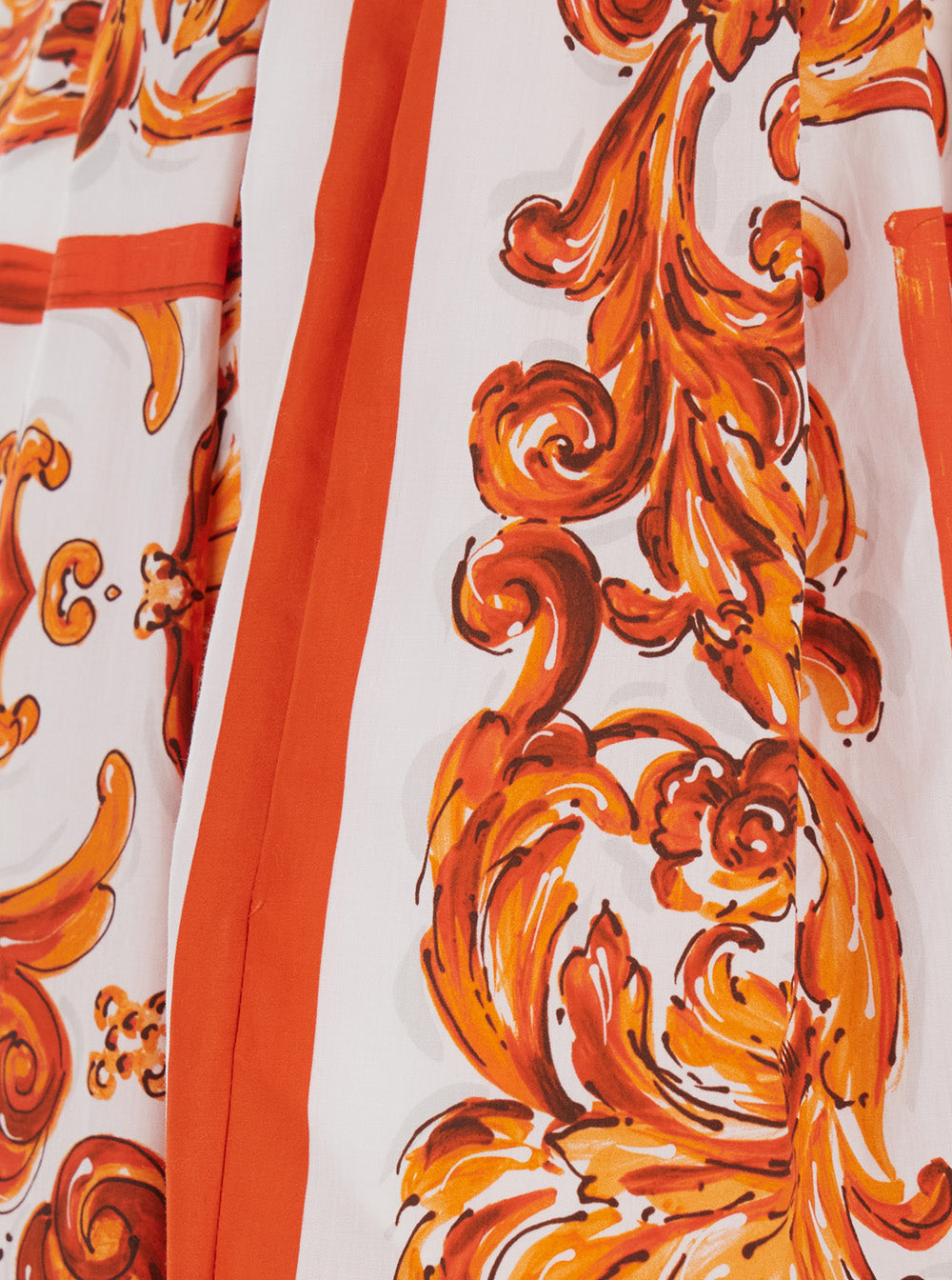 Dolce & Gabbana Women Orange Midi Skirt With All-Over Majolica Print In Cotton Woman DOLCE & GABBANA