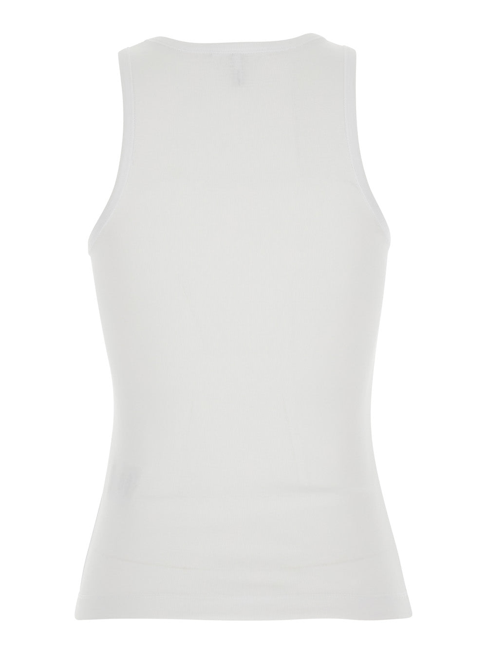 Ganni Women White Sleeveless Top With Logo Lettering Print And Bananas On The Front In Cotton For Women GANNI