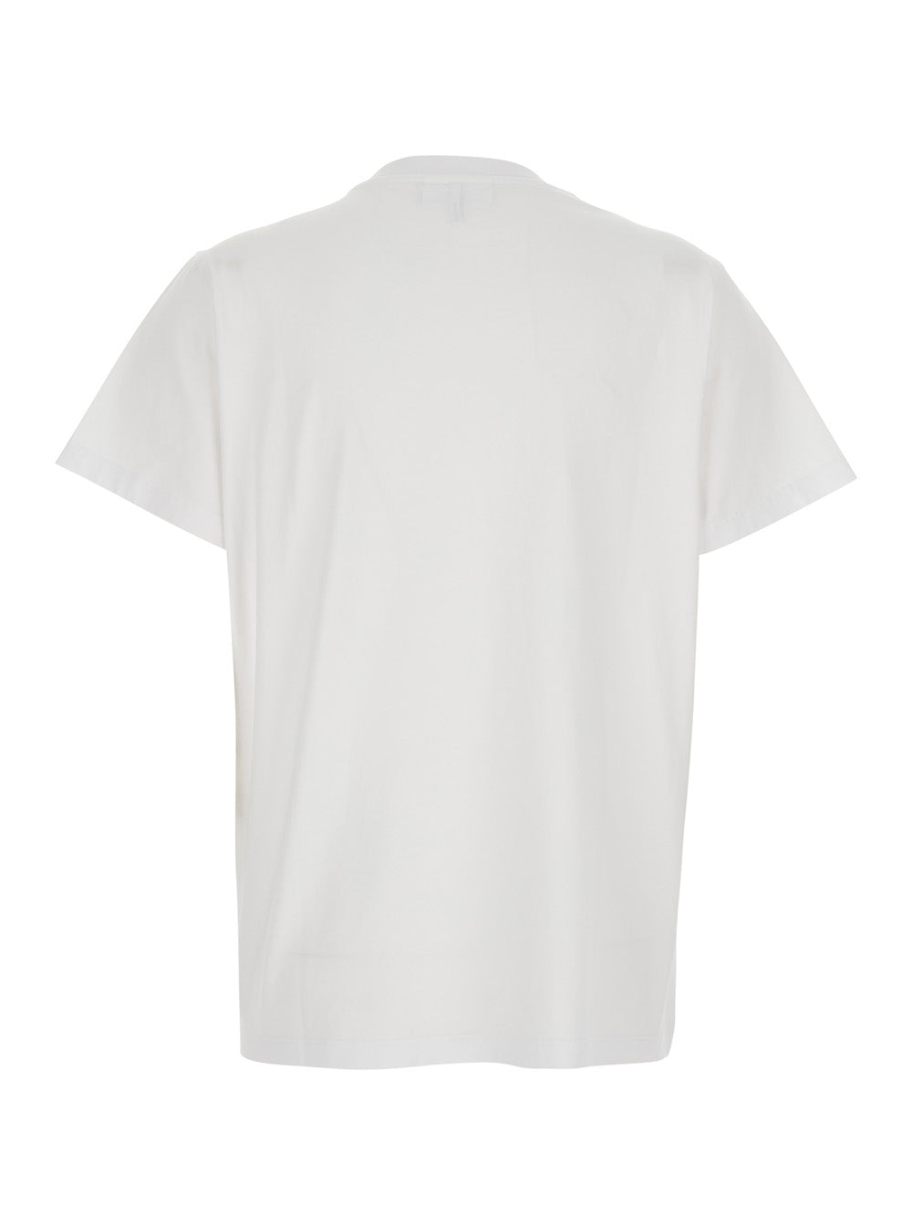 Ganni Women White Crew Neck T-Shirt With Large Logo Lettering Print And Strawberries On The Front In Cotton For Women GANNI