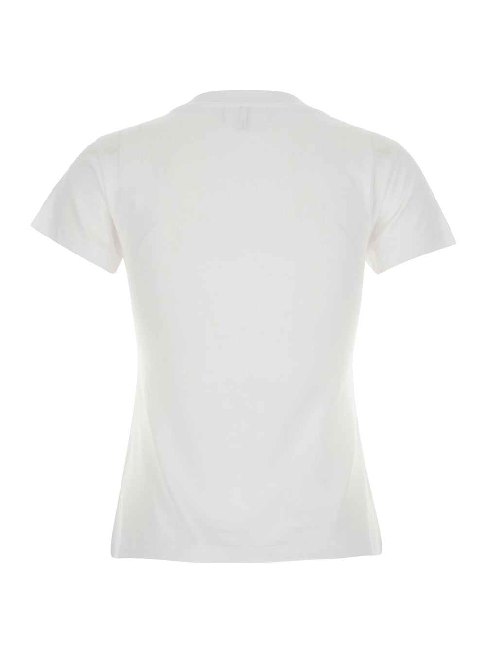 Ganni Women White Round Neck T-Shirt With Maxi Print On The Front In Cotton For Women GANNI