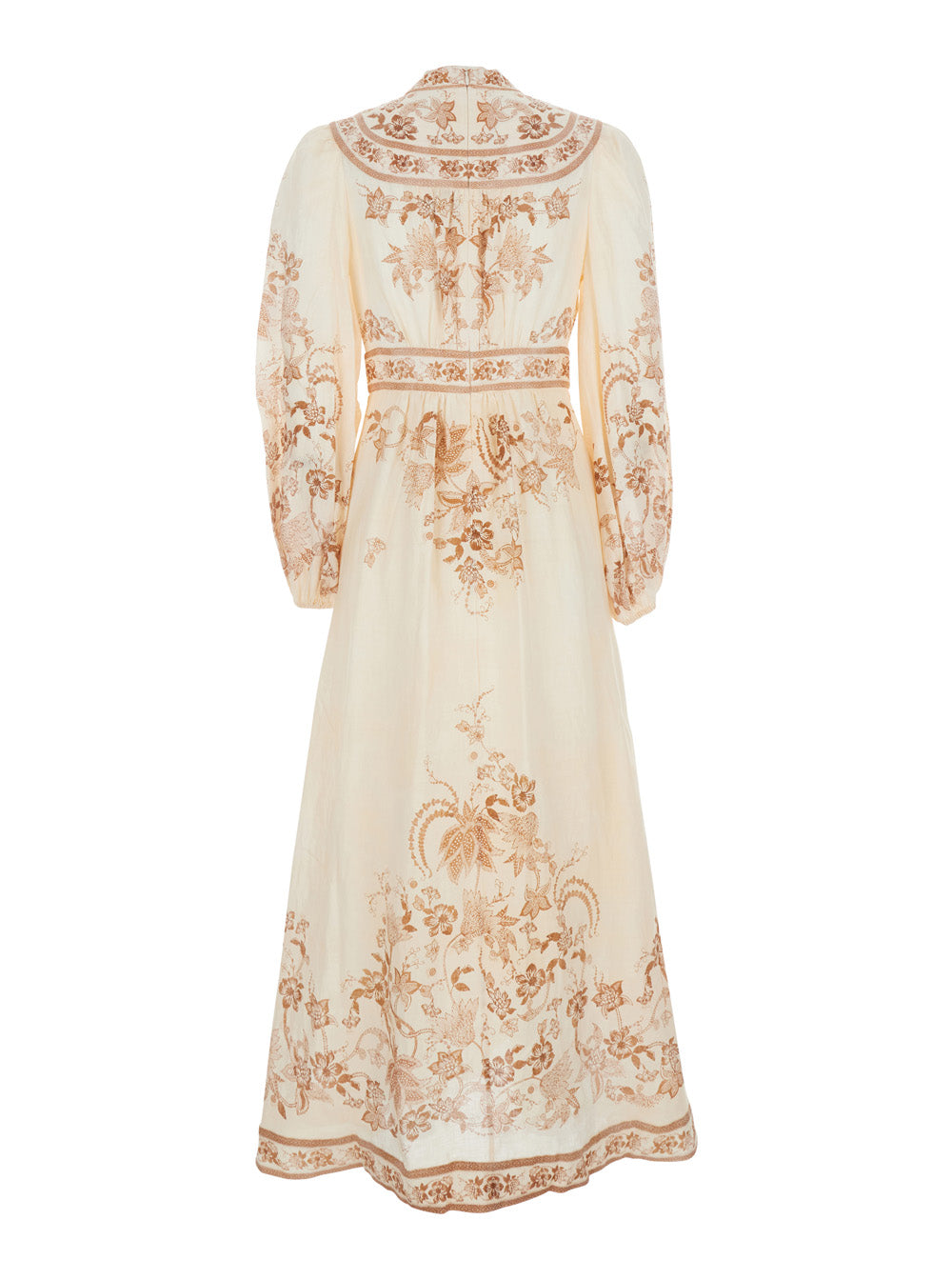 Zimmermann Women 'Indra' Multicolor Long Dress With V-Neck And All-Over Motif In Linen For Women ZIMMERMANN