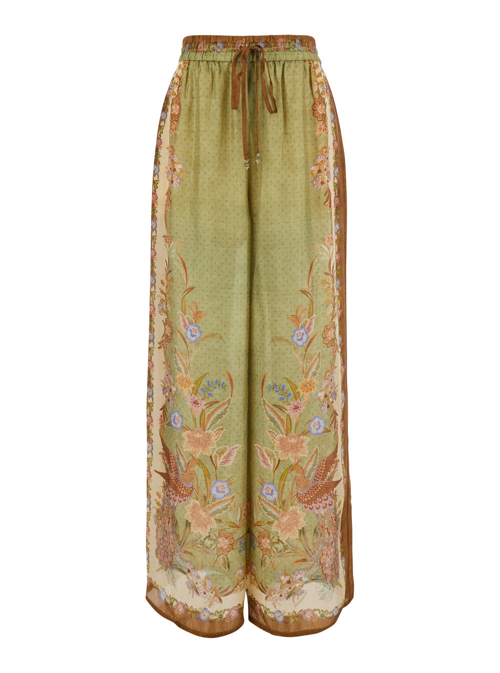 Zimmermann Women 'Indra ' Multicolor Pants With Elastic Drawstring Waist And All-Over Pattern In Silk For Women ZIMMERMANN