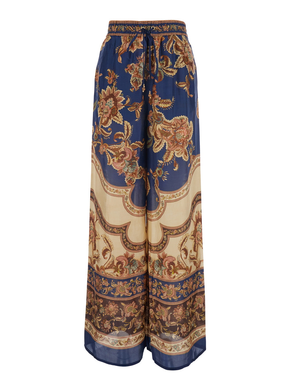 Zimmermann Women 'Aster ' Multicolor Pants With Elasticated Drawstring Waist And All-Over Print In Silk For Women ZIMMERMANN
