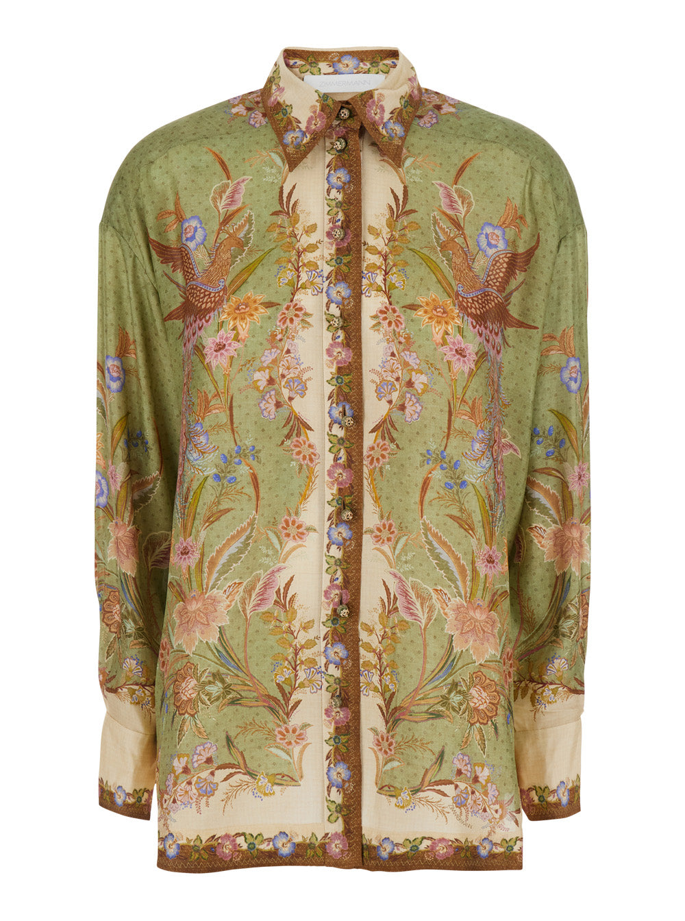 Zimmermann Women 'Indra' Multicolor Shirt With Classic Collar And All-Over Floral Motif In Silk For Women ZIMMERMANN