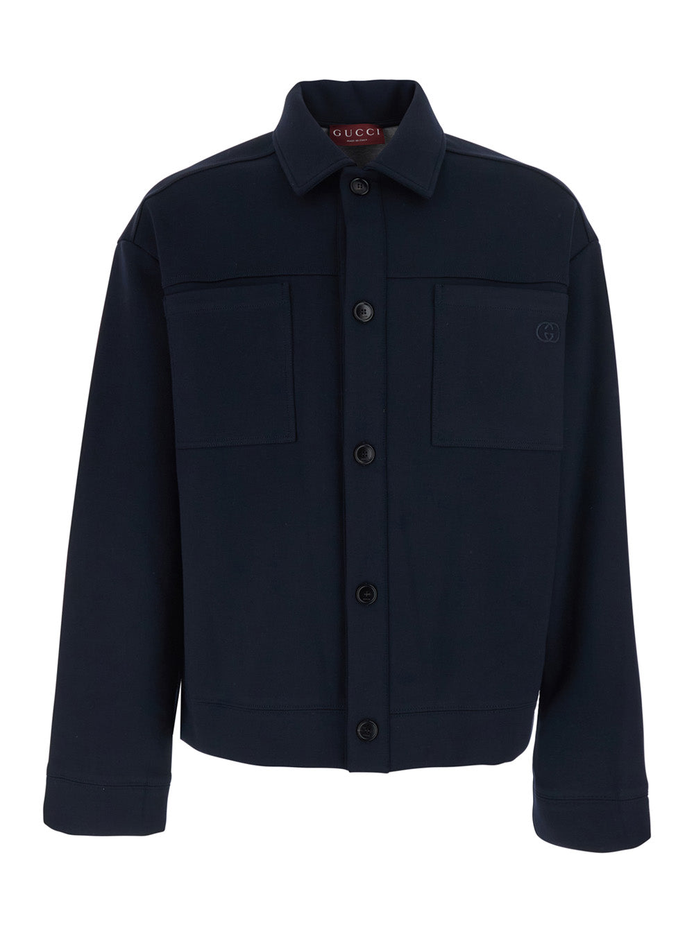 Gucci Men Blue Jacket With Front Closure And Gg Logo Detail In Cotton Jersey Men GUCCI